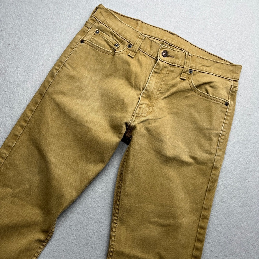 Levi's 513 Slim Straight Fit Pants Gold 30x30 Cotton Stretch Casual Chino Jeans